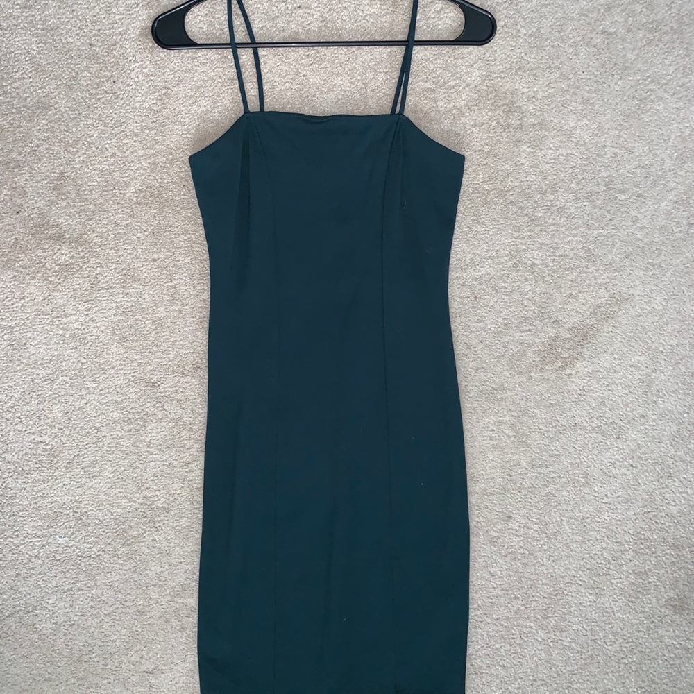 dark off green body con dress